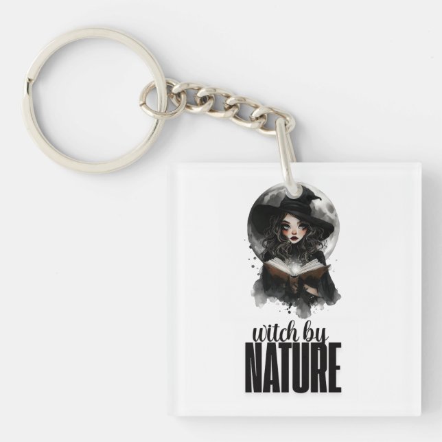 Porte-clefs Conception de sorcière gothique pleine lune Nature (Devant)