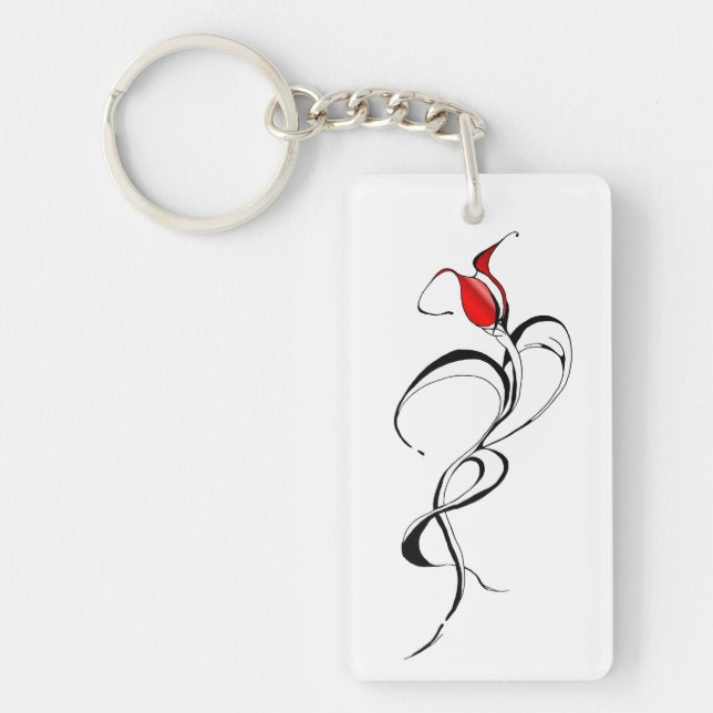 Porte-clefs Conception de tatouage Tribal Rose Rouge (Devant)