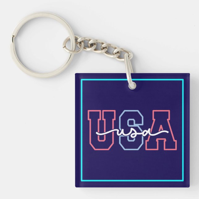 Porte-clefs Conception de texte États-Unis 4 juillet-62118 (Devant)