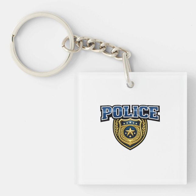 Porte-clefs Conception de texte gras pour badge de police (Devant)
