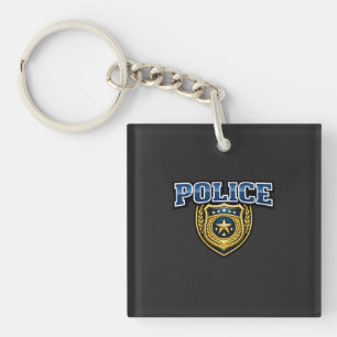 Porte-clefs Conception de texte gras pour insigne de police