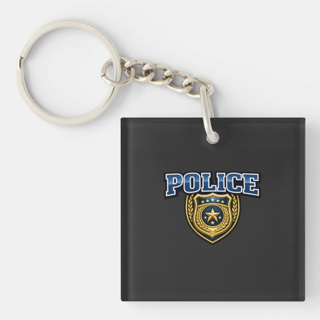 Porte-clefs Conception de texte gras pour insigne de police (Devant)
