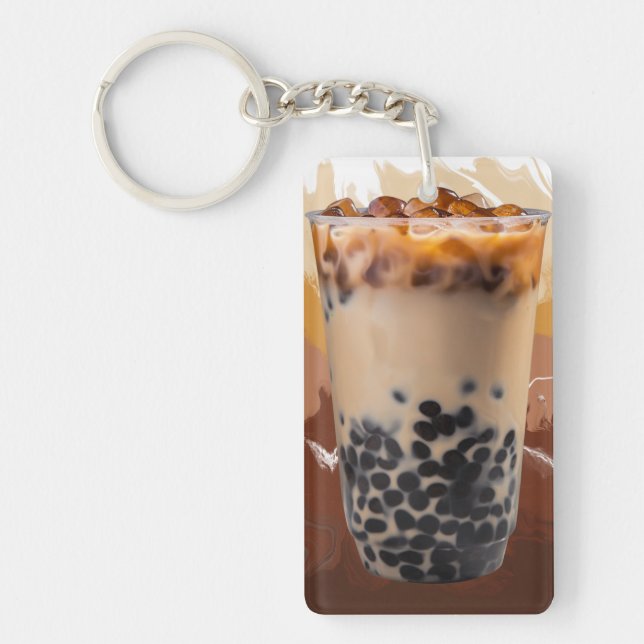 Porte-clefs Conception de thé au lait 3D mignonne – esthétique (Devant)