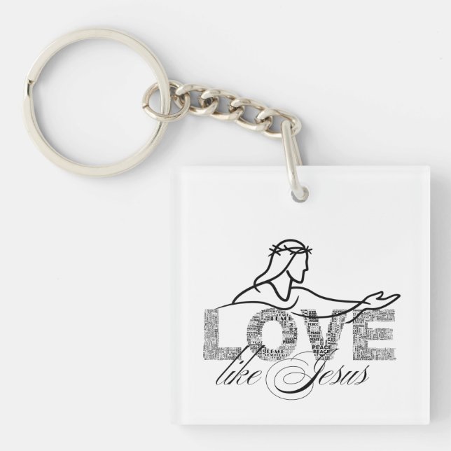 Porte-clefs Conception de typographie chrétienne Aimer comme J (Devant)