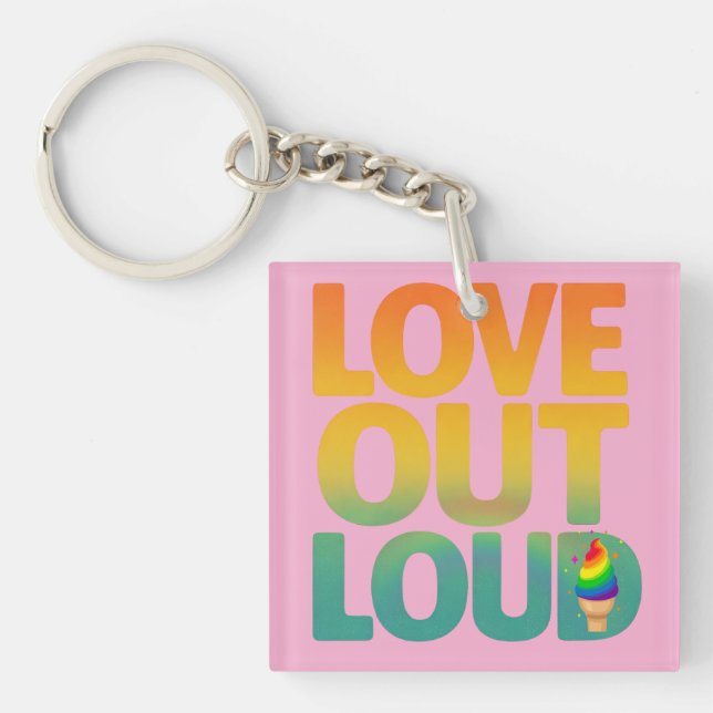 Porte-clefs Conception de typographie Rétro Fierté Amour à hau (Devant)