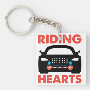 Porte-clefs Conception de voiture audacieuse Riding Hearts