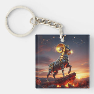 Porte-clefs Conception de Zodiaque du Bélier Mech-Ram Futurist