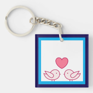 Porte-clefs Conception d'oiseau mignon et d'amour de cœur