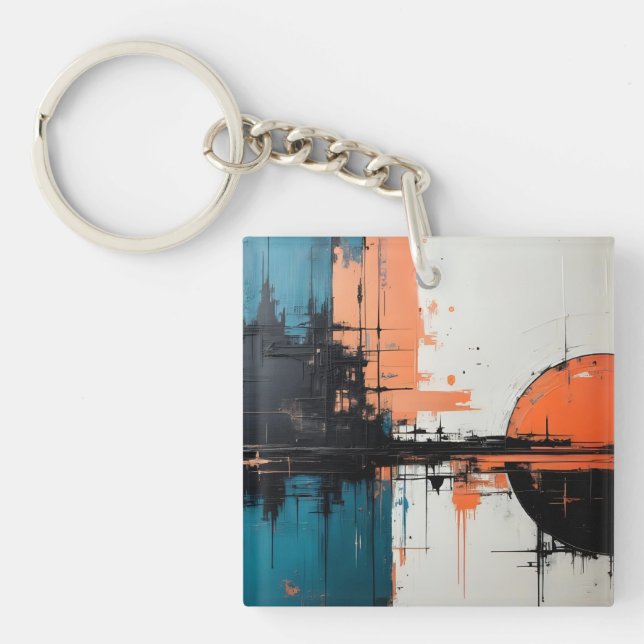 Porte-clefs Conception d'onde rétro 02 Porte - clé acrylique (Devant)