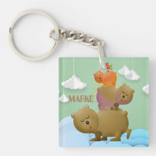 Porte-clefs Conception douce d'une famille d'ours