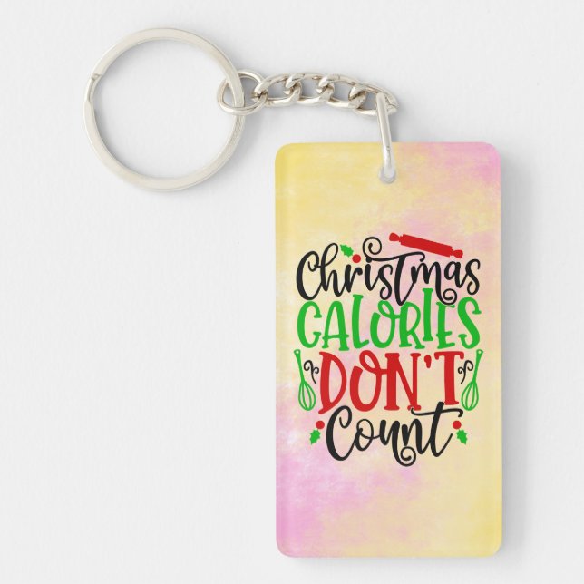 Porte-clefs Conception drôle de Noël : les calories ne compten (Devant)