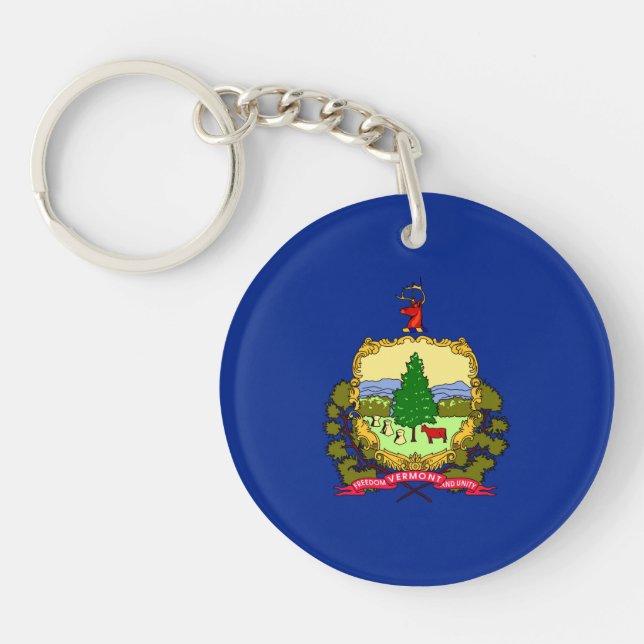 Porte-clefs Conception du drapeau d'état du Vermont (Devant)