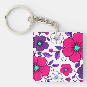 Porte-clefs Conception florale vibrante avec des fleurs roses