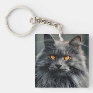 Porte-clefs Conception majestueuse de portraits de chats long-