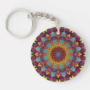 Porte-clefs Conception Mandala Géométrique Violet Bleu-64351