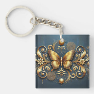 Porte-clefs Conception Papillon Doré
