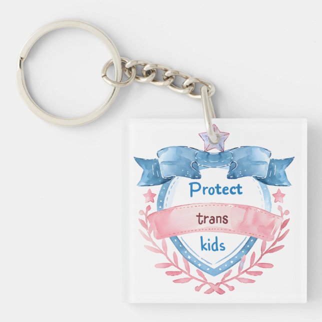 Porte-clefs Conception Protéger les Enfants Trans, Cadeau d'Al (Devant)