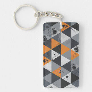Porte-clefs Conception Triangulaire en Orange, Noir et Gris
