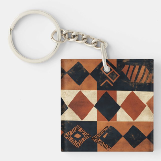 Porte-clefs Conception verticale avec éléments africains (Devant)