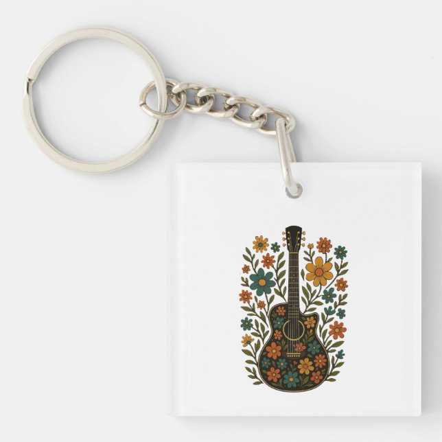 Porte-clefs Conceptions Guitare & Fleurs (Devant)