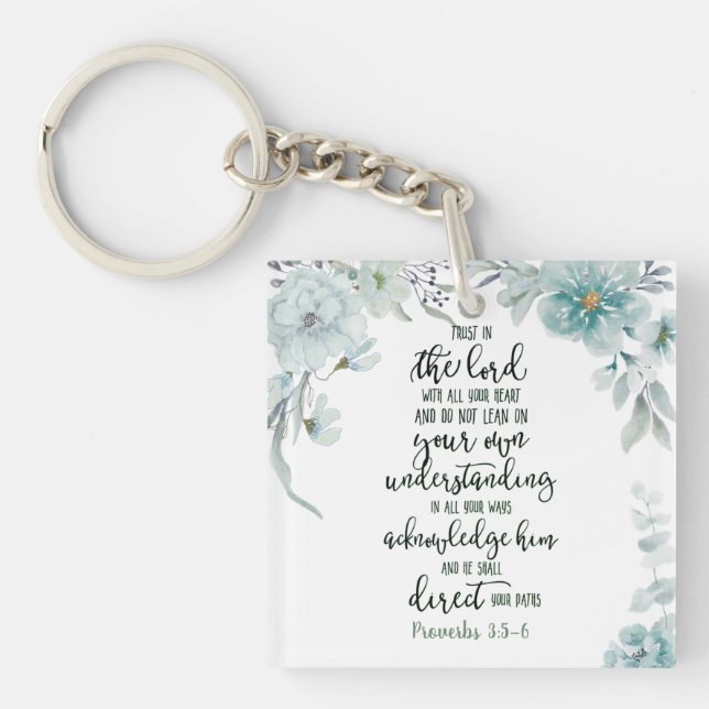 Porte-clefs Confiance dans le Seigneur floral (Devant)