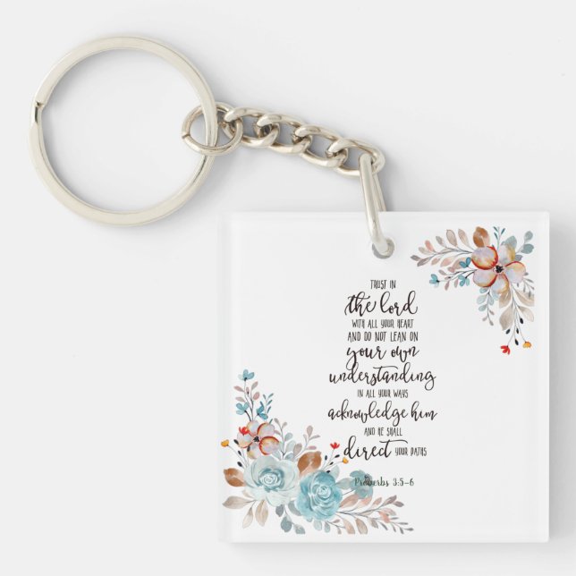 Porte-clefs Confiance dans le Seigneur floral (Devant)