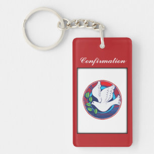 Porte-clefs Confirmation, Colombe Colorée, Objets Cadeaux Vert