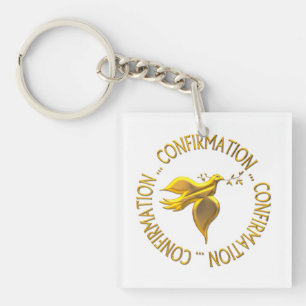 PORTE-CLEFS CONFIRMATION D'OR ET ESPRIT SAINT