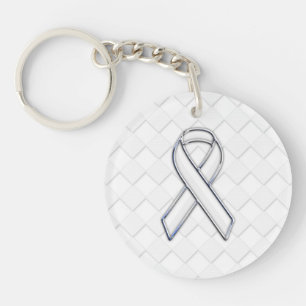 Porte-clefs Conscience blanche moderne de ruban sur la copie