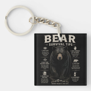 Porte-clefs Conseils de survie de l'ours noir Vintage extérieu