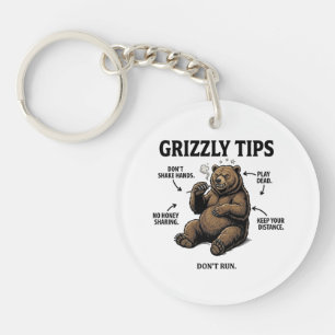 Porte-clefs Conseils drôles pour survivre aux ours grizzlis Hu