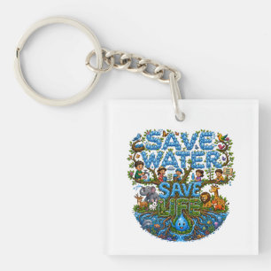 Porte-clefs Conservation Environnementale Économiser l'Eau Sau