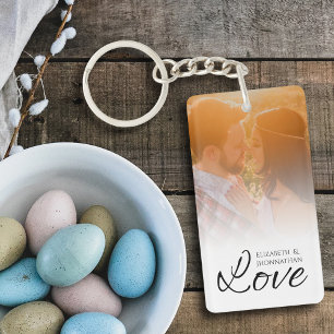Porte-clefs Conserver couple Photo et nom du texte Script Love
