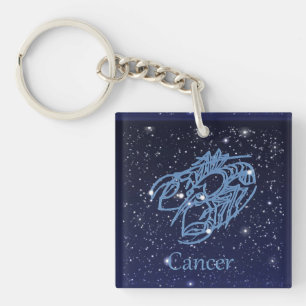 Porte-clefs Constellation du cancer et signe zodiaque avec éto