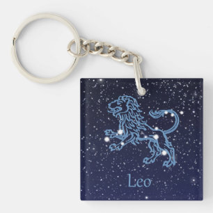 Porte-clefs Constellation du Lion et signe du zodiaque avec de