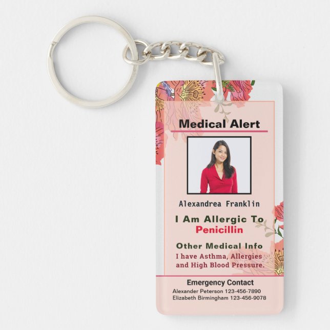 Porte-clefs Contact d'urgence Médicale personnalisé (Devant)