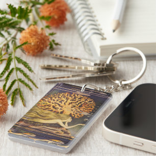 Porte-clefs Conte de fée vintage, petite sirène dans le corail