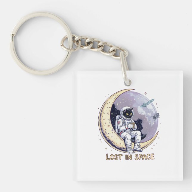 Porte-clefs Contemplation cosmique du chat (Devant)