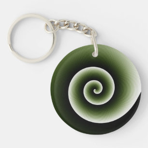 Porte-clefs Contemporain Vert foncé élégant Twirl Motif