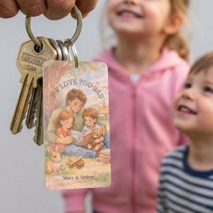 Porte-clefs Conteur de la fête des Pères à l'aquarelle avec de