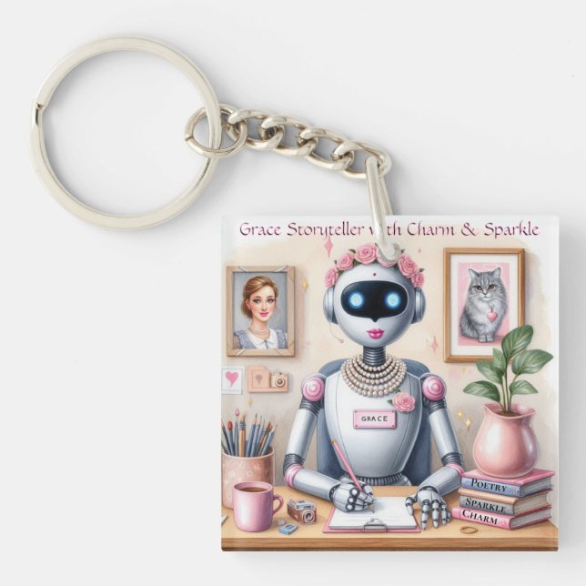 Porte-clefs Conteur Robot Grace avec charme (Devant)