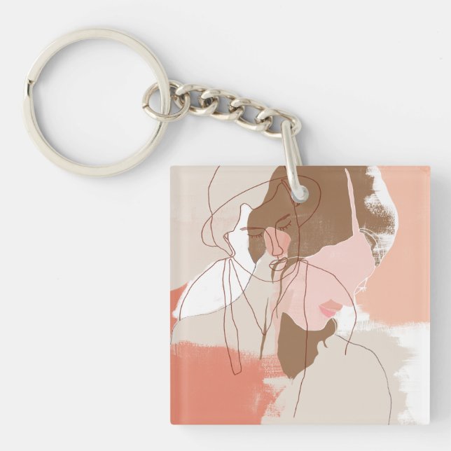 Porte-clefs Contour peint Portrait féminin (Devant)