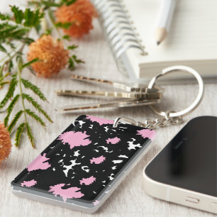Porte-clefs Contraste Élégant – Abstrait Rose et Noir