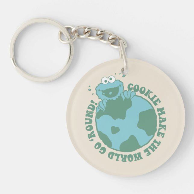 Porte-clefs Cookie Monster | Les cookies font tourner le monde (Devant)