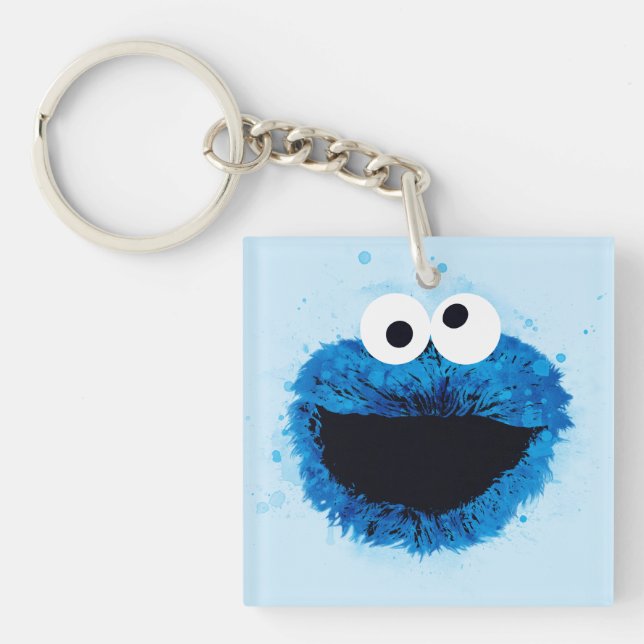 Porte-clefs Cookie Monster | Tendance de l'aquarelle (Devant)