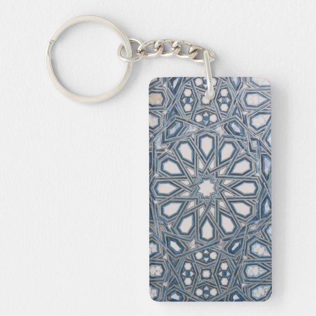 Porte-clefs Cool Azure & White Mediterranean Tile (Devant)