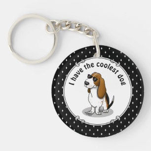 Porte-clefs Cool Basset Hound chien et lunettes de soleil (tri