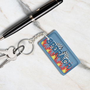 Porte-clefs Cool Blue SPDRACR Race Flags et Flames