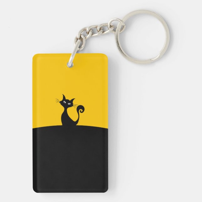 Porte-clefs Cool Chat Silhouette Whimsical Designer personnali (Dos)