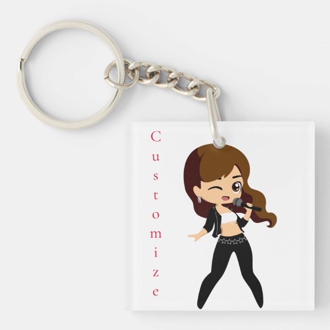 Porte-clefs Cool fille chante Karaoke Thunder_Cove (Devant)